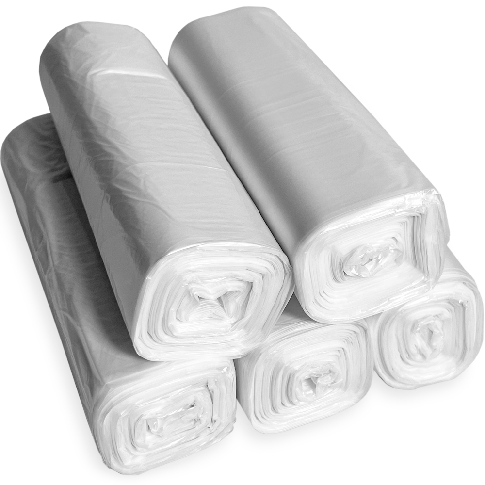 Coreless Rolls of 20-30 Gallon Natural High Density Garbage Can Liners 30 x 37