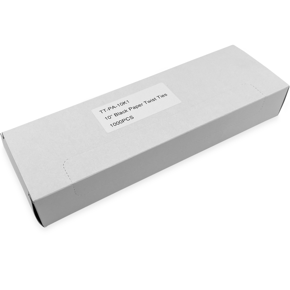 Case of 10 Inch Black Paper Twist Ties