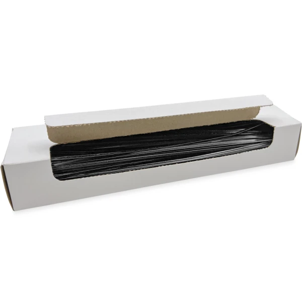 10 Inch Black Paper Twist Ties Open Case Opened Case of 10 Inch Black Paper Twist Ties