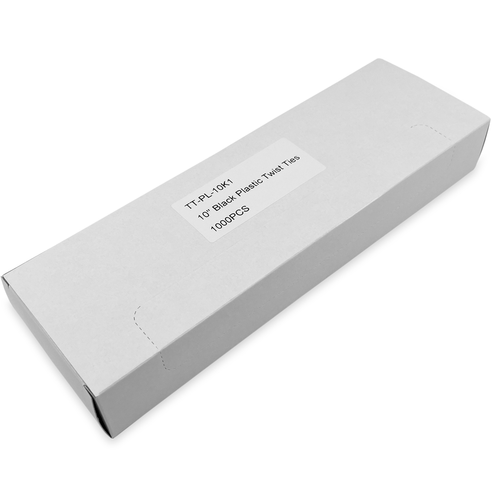 Case of 10 Inch Black Plastic Twist Ties