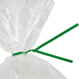 Close up of 10 Inch Green Paper Twist Ties Tied on Bag