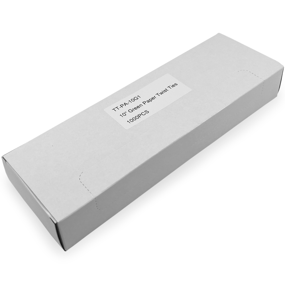 Case of 10 Inch Green Paper Twist Ties