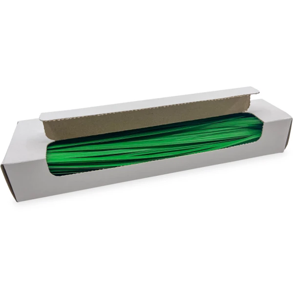 10 Inch Green Paper Twist Ties Open Case Opened Case of 10 Inch Green Paper Twist Ties