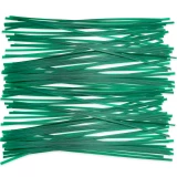 Group of 10 Inch Green Plastic Twist Ties Scattered Out