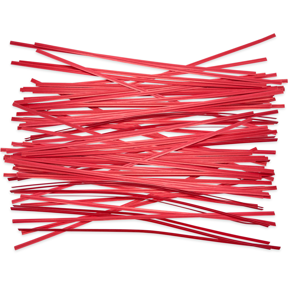 Group of 10 Inch Red Paper Twist Ties Scattered Out