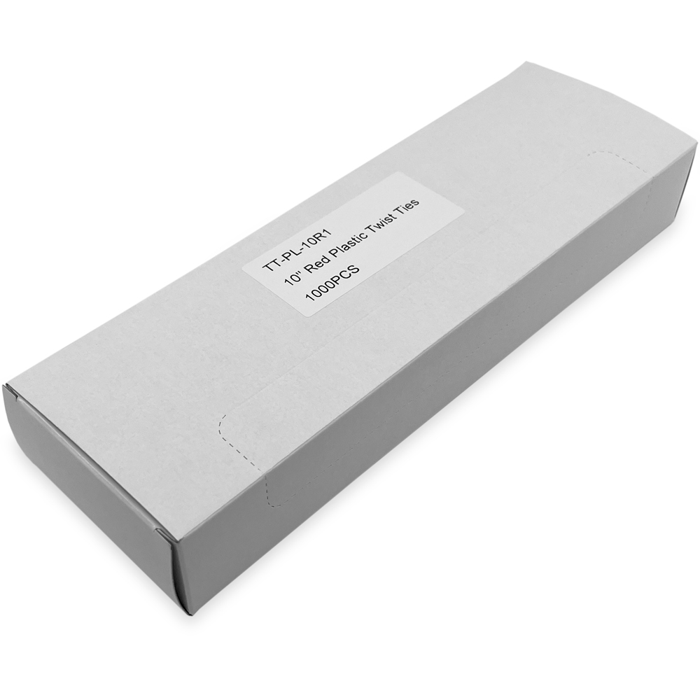 Case of 10 Inch Red Plastic Twist Ties - 1000/Pack