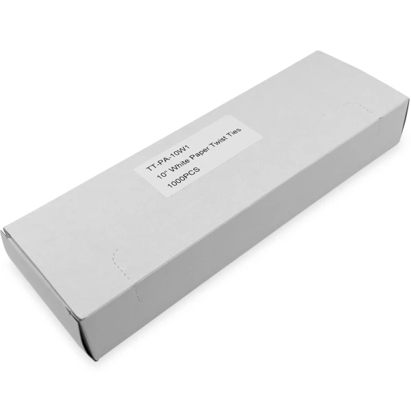 10 Inch White Paper Twist Ties Case Case of 10 Inch White Paper Twist Ties