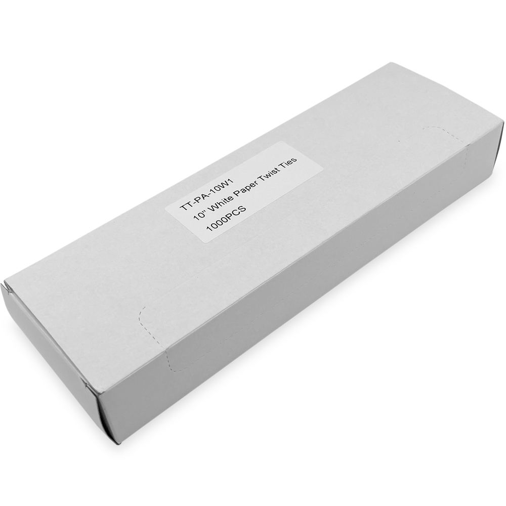 Case of 10 Inch White Paper Twist Ties