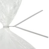 Close up of 10 Inch White Plastic Twist Ties Tied on Bag