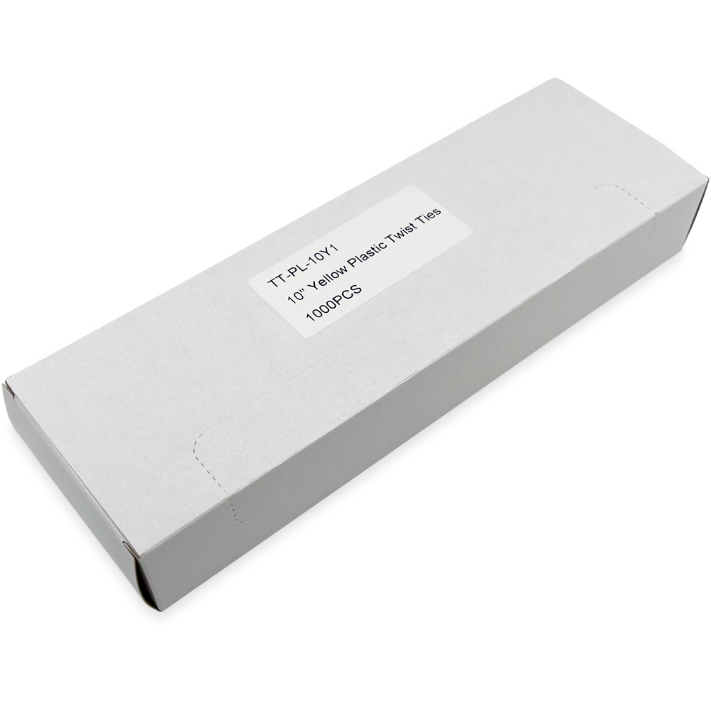 Case of 10 Inch Yellow Plastic Twist Ties
