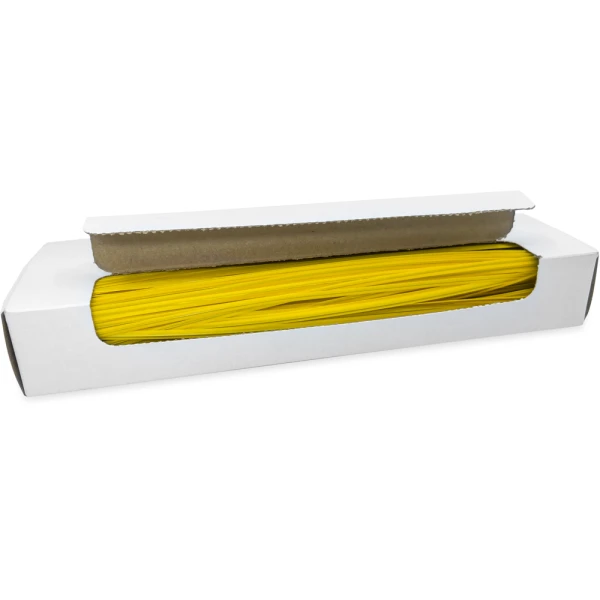 10 Inch Yellow Plastic Twist Ties Open Case Opened Case of 10 Inch Yellow Plastic Twist Ties