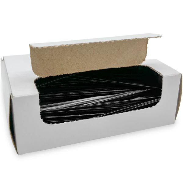 4 Inch Black Paper Twist Ties Open Case Opened Case of 4 Inch Black Paper Twist Ties