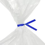 Close up of 4 Inch Blue Paper Twist Ties Tied on Bag