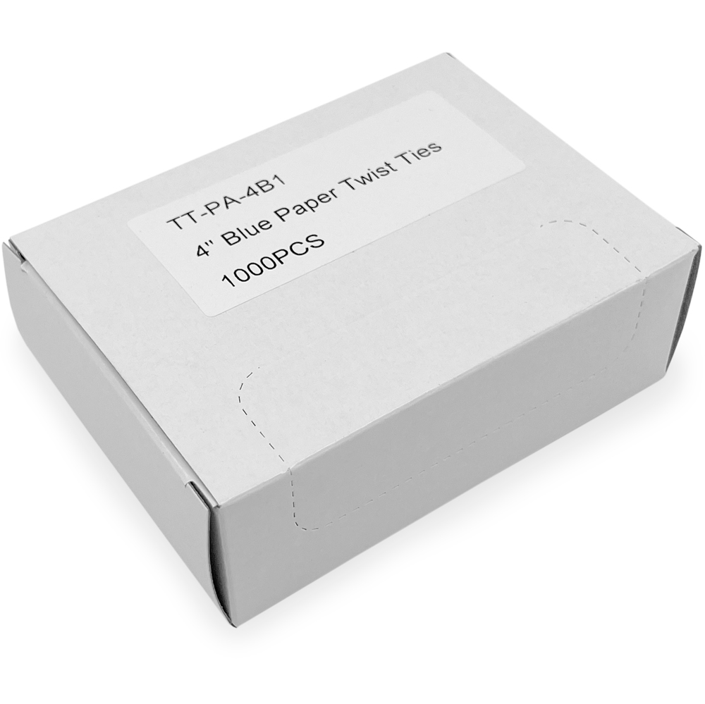 Case of 4 Inch Blue Paper Twist Ties
