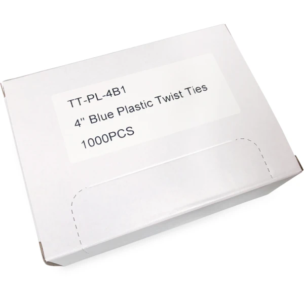 Case of 4 Inch Blue Plastic Twist Ties