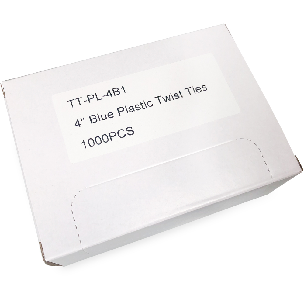 Case of 4 Inch Blue Plastic Twist Ties