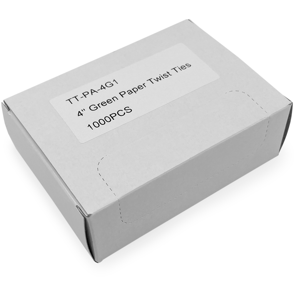 Case of 4 Inch Green Paper Twist Ties