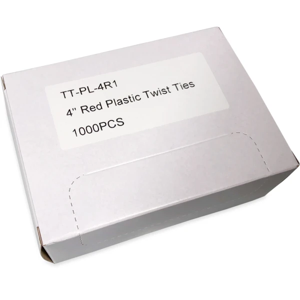 4 Inch Red Plastic Twist Ties Case - 1000/Pack Case of 4 Inch Red Plastic Twist Ties - 1000/Pack
