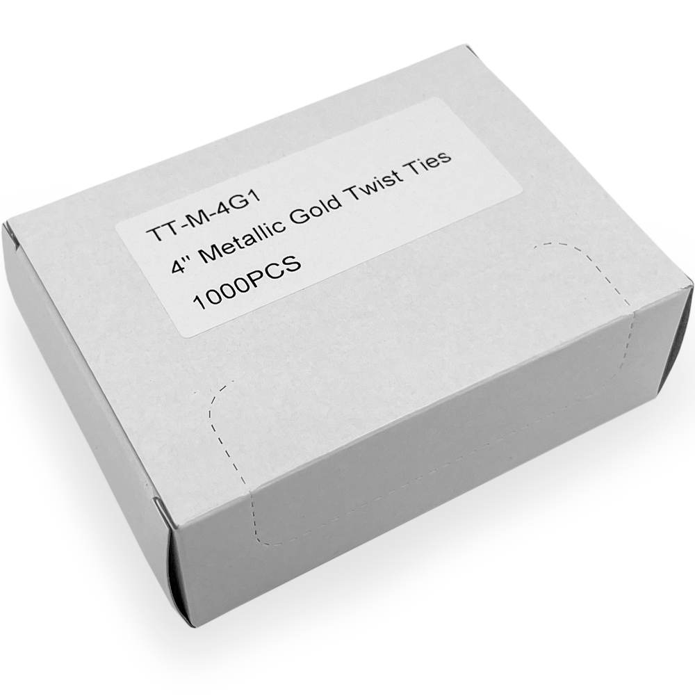 Case of 4 Inch Twist Ties Metallic Gold