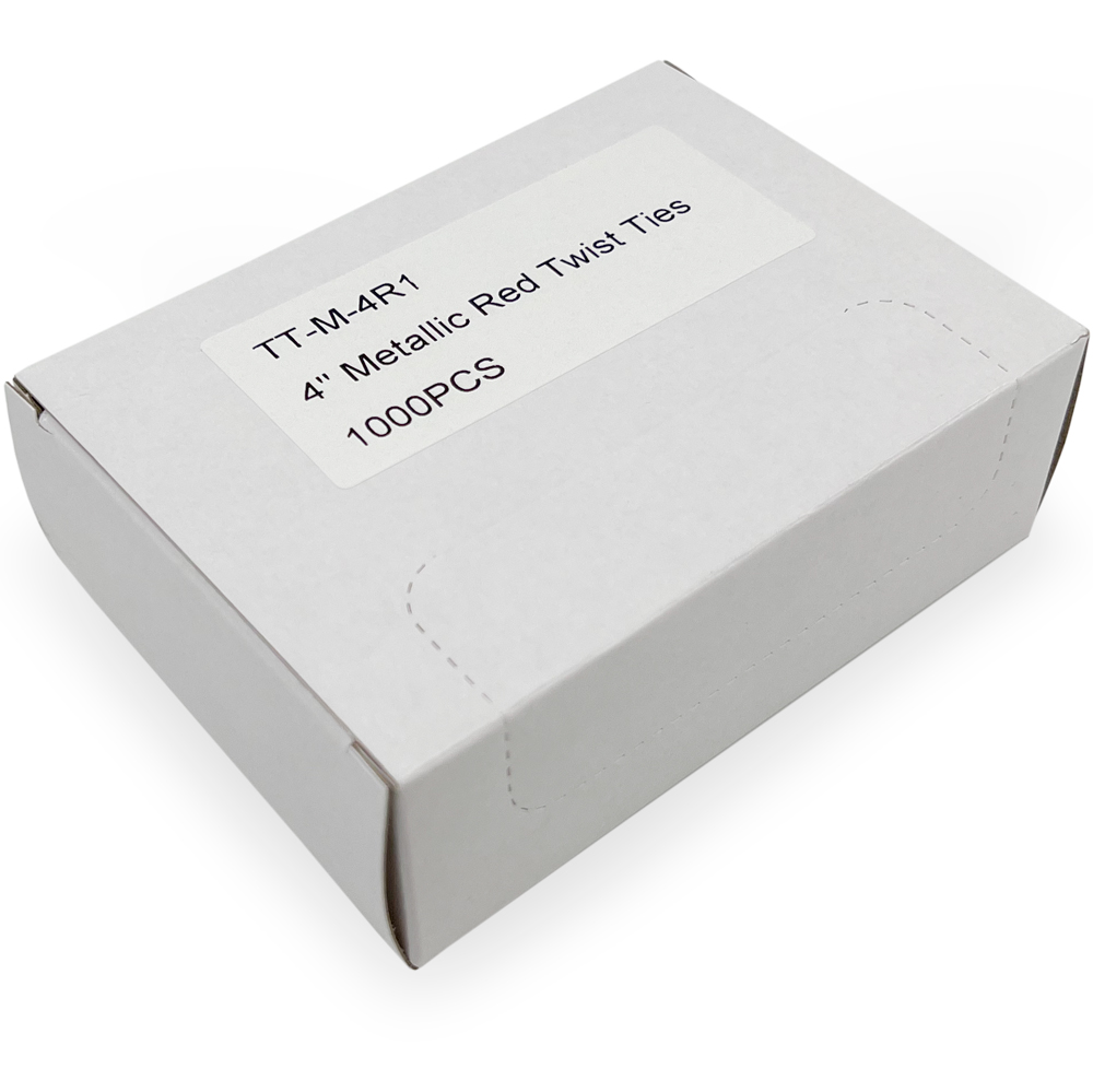 Case of 4 Inch Twist Ties Metallic Red