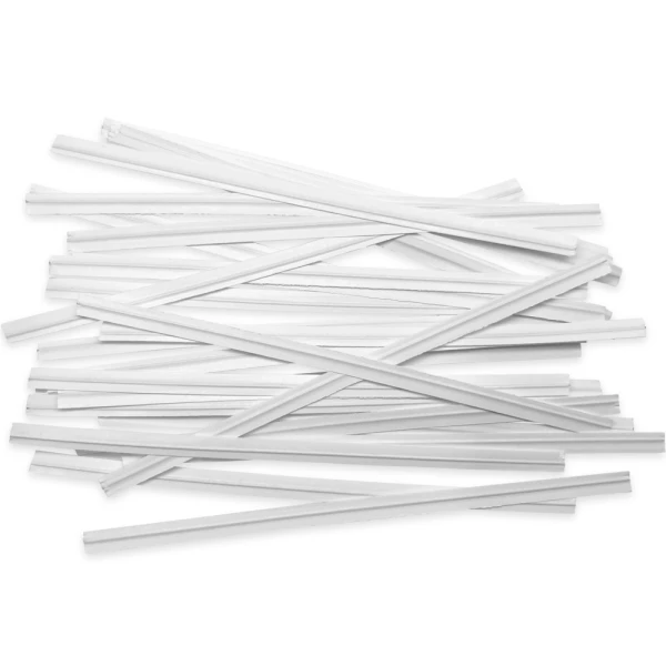 Group of 4 Inch White Paper Twist Ties Scattered Out