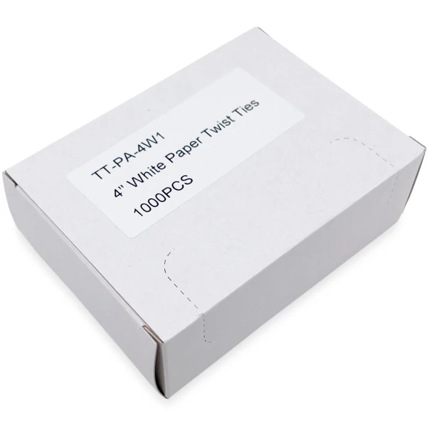 4 Inch White Paper Twist Ties Case Case of 4 Inch White Paper Twist Ties
