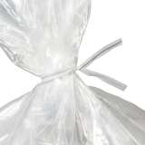 Close up of 4 Inch White Plastic Twist Ties Tied on Bag