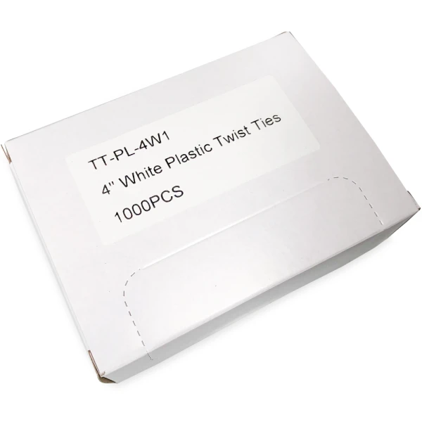 4 Inch White Plastic Twist Ties Case Case of 4 Inch White Plastic Twist Ties