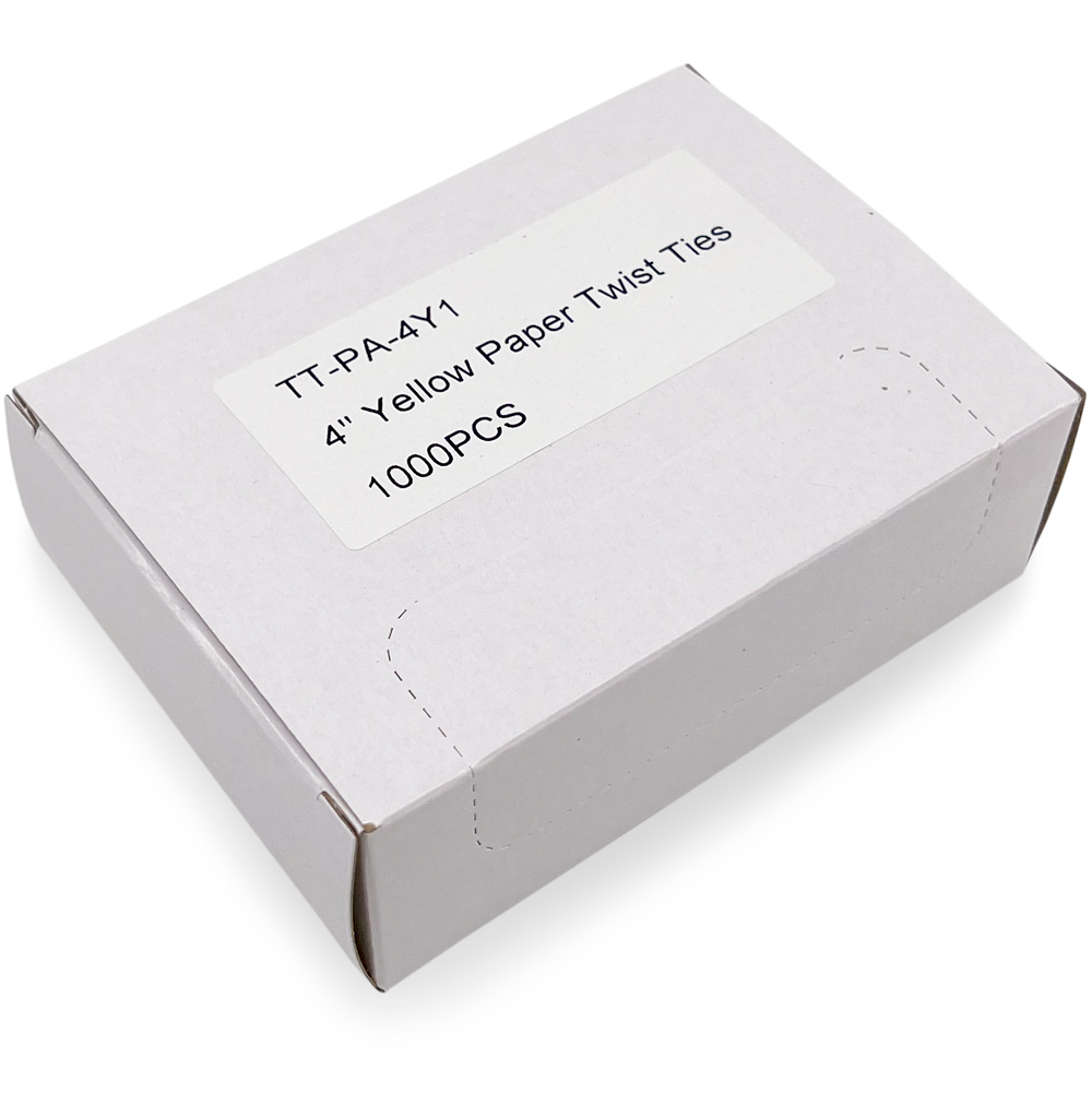 Case of 4 Inch Yellow Paper Twist Ties