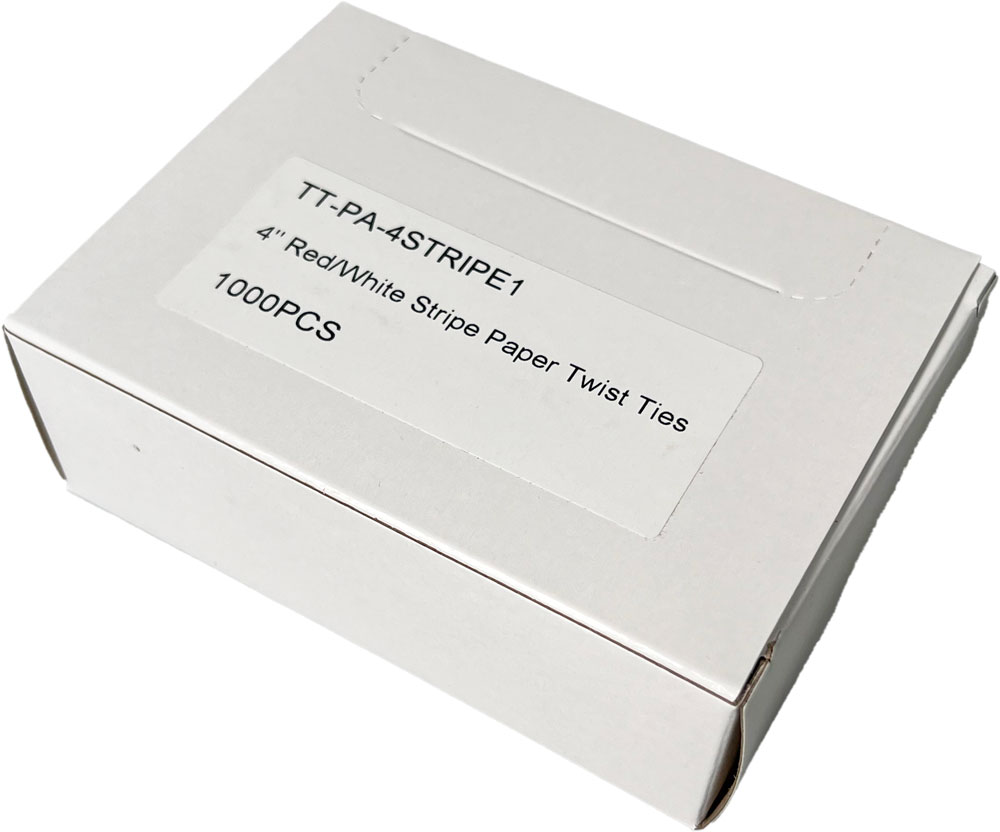 Case of 4 Inch Striped Paper Twist Ties