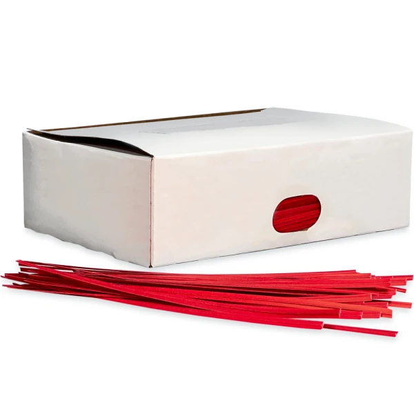 5 Inch Red Paper Twist Ties Side Opening Side Opening of 5 Inch Red Paper Twist Ties Case