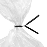 Close up of 6 Inch Black Plastic Twist Ties Tied on Bag
