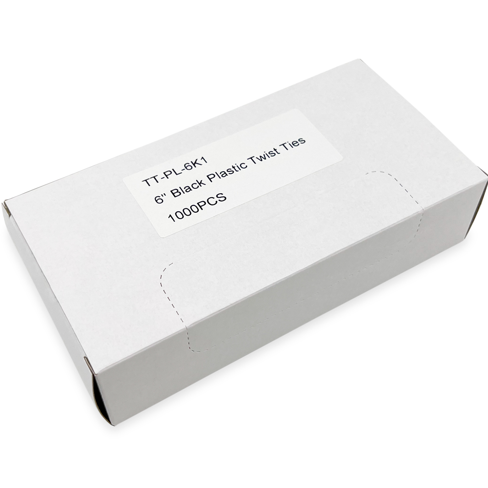 Case of 6 Inch Black Plastic Twist Ties