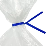 Close up of 6 Inch Blue Paper Twist Ties Tied on Bag