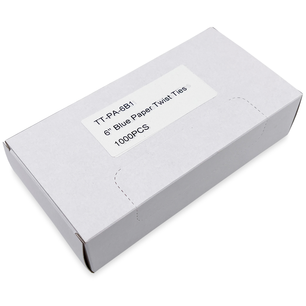 Case of 6 Inch Blue Paper Twist Ties