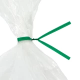 Close up of 6 Inch Green Plastic Twist Ties Tied on Bag