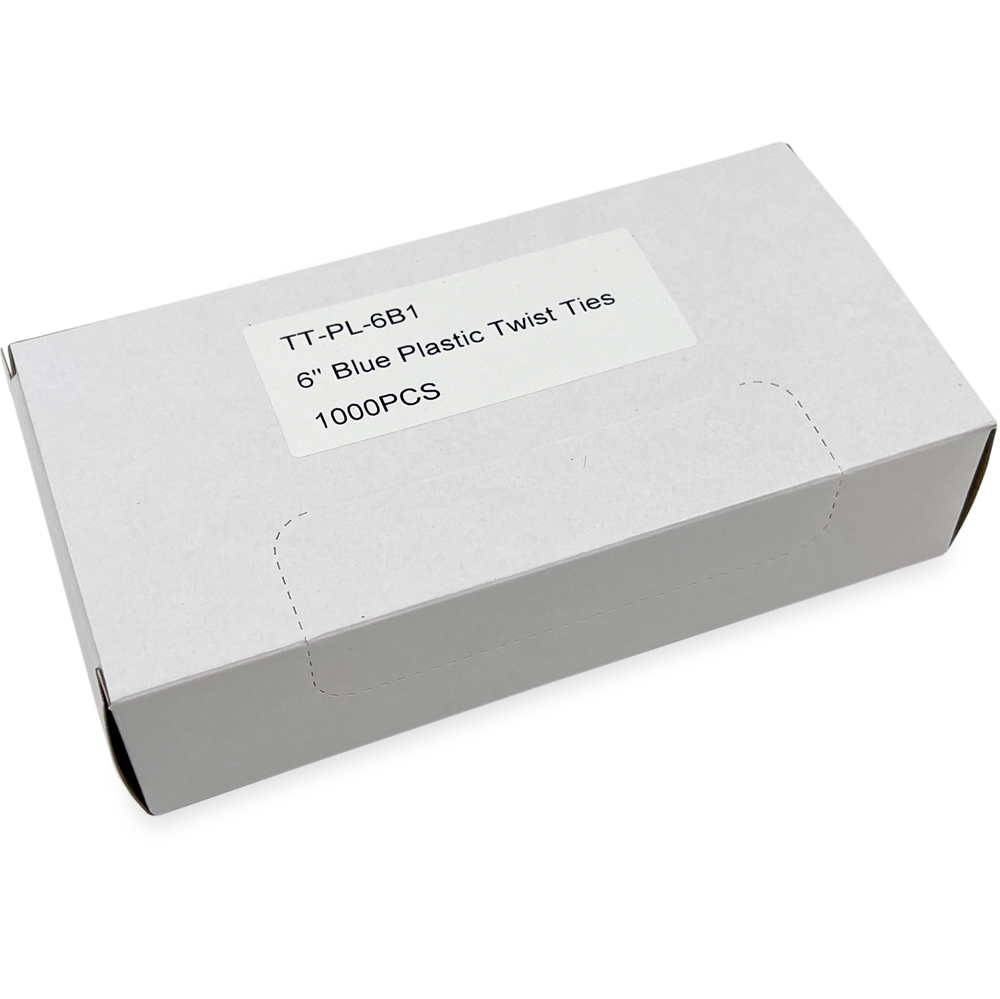 Case of 6 Inch Blue Plastic Twist Ties