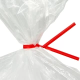 Close up of 6 Inch Red Paper Twist Ties - 1000/Pack Tied on Bag