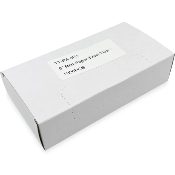 Case of 6 Inch Red Paper Twist Ties - 1000/Pack