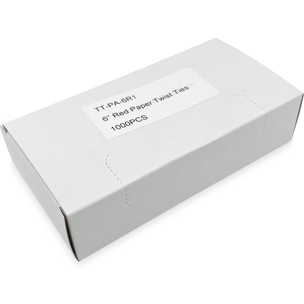 Case of 6 Inch Red Paper Twist Ties - 1000/Pack