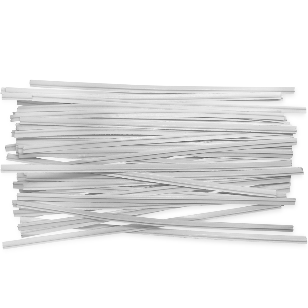Group of 6 Inch White Paper Twist Ties Scattered Out
