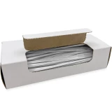 Opened Case of 6 Inch White Paper Twist Ties