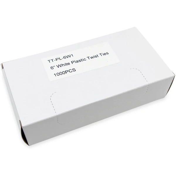 6 Inch White Plastic Twist Ties Case Case of 6 Inch White Plastic Twist Ties