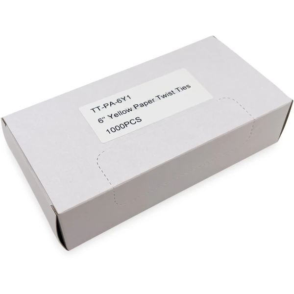 Case of 6 Inch Yellow Paper Twist Ties