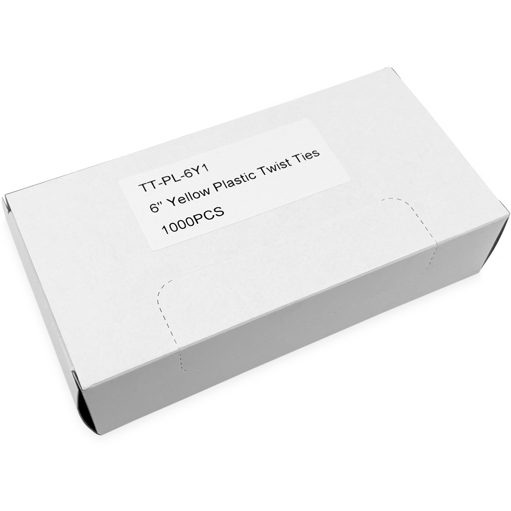 Case of 6 Inch Yellow Plastic Twist Ties