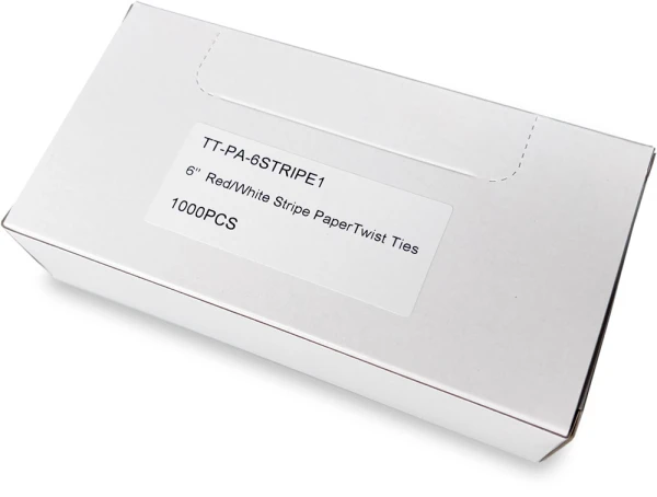 6 Inch Striped Paper Twist Ties Case Red and White 6 Inch Striped Paper Twist Ties
