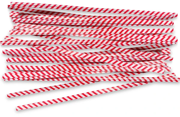 6 Inch Striped Paper Twist Ties Group Group of Red and White 6 Inch Striped Paper Twist Ties