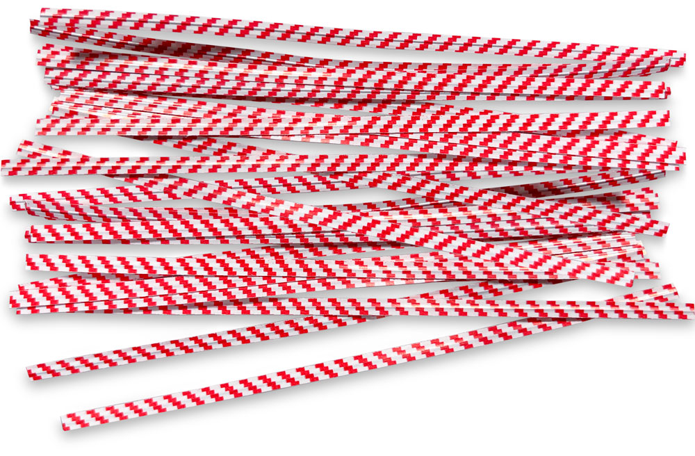 Group of Red and White 6 Inch Striped Paper Twist Ties