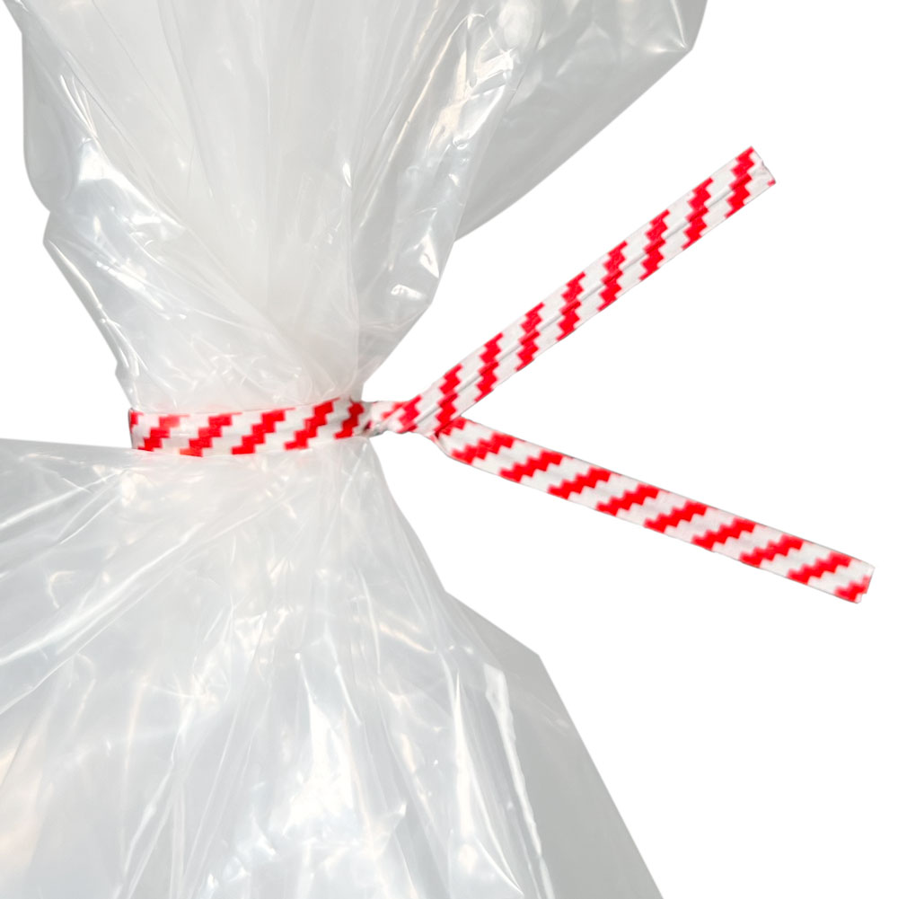 Red and White 6 Inch Striped Paper Twist Ties