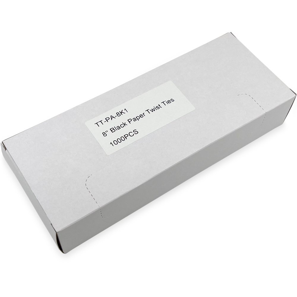 Case of 8 Inch Black Paper Twist Ties